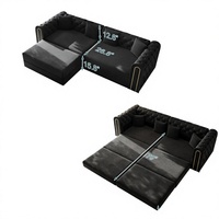 90,6 Zoll 3-in-1 Schlafsofa, robust, elegant, modern, mit Knopfheftung, Goldrand, 3-Sitzer Ottoman für den Schulgebrauch