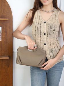 Bolso de Hombro Tipo Saddle Color Bronceado para Mujer, Bolso Bandolera de PU con Cierre, Portátil e Impermeable para Viajes Diarios - Product Image 5
