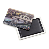 Aimant de réfrigérateur en métal rectangulaire à profil plat avec bord plié, motif d'art de compositeur, pour Musique, Musée, Commerce de détail