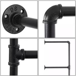 Giá đỡ treo tường bằng kim loại kiểu steampunk mộc mạc, kệ sắt đúc đen không có gỗ để trang trí nhà cửa - Product Image 5