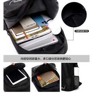 Laptop <b>Backpack</b> Men Large Capacity Business Travel Shoulder <b>Straps</b> Solid Color Black Sports Design - Product Image 3