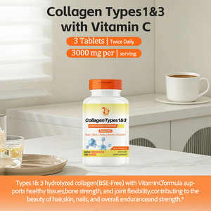 Comprimés de collagène hydrolysé de type 1 et 3 avec vitamine C pour soutenir la santé des cheveux, de la peau, des ongles, des os et des articulations (OEM ODM) - Product Image 4