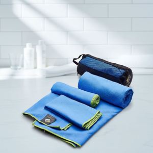 Serviette en microfibre légère à séchage rapide gaufrée, lot de 3 tailles, forme rectangulaire, pour camping, plage, gym, randonnée - Product Image 4
