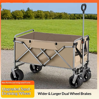 Chariot de camping pliable robuste à quatre roues, capacité de charge de 200 kg, système Pro à 12 roulements, cadre en acier au carbone de 2,5 cm, conteneur à roulettes tout-terrain