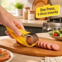 ZES RVS Bananen Snijder Cutter Handmatige Fruit Worst Snijder 6-Blads Hotdog Snijder voor Salade Smoothie Keukenhulpje
