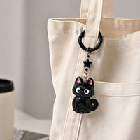 Porte-clés Chat Noir 3D Étoile, Mignon Dessin Animé, Chaton aux Grands Yeux, Breloque de Sac, Pendentif, Cadeau pour Femme, Prêt à Expédier