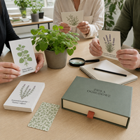 Cartes d'apprentissage botanique sur les herbes de jardin polonaises personnalisées, boîte à tiroir rigide, bilingue latin, écologique, durable, portable, en papier pour toute la famille