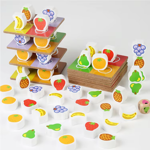Blocs empilables de fruits en bois | Jouet de tour d'empilage éducatif pour enfants, <span class=keywords><strong>jeu</strong></span> d'empilage de table interactif parent-enfant - Product Image 6