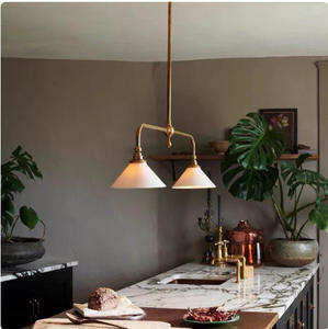 Lampe suspendue industrielle en laiton avec abat-jour en céramique, éclairage décoratif pour la maison, la chambre à coucher, la salle à manger, <span class=keywords><strong>Piaf</strong></span>, grande lampe linéaire suspendue - Product Image 3