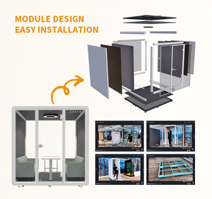 Cabina Insonorizada Modular para Reuniones Ejecutivas, Vidrio Reforzado de 10 mm, Compacta y Creativa, para Sesiones de Generación de Ideas, Edificio de Oficinas, Interior - Product Image 6