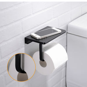 Portarrollos de Papel Higiénico Moderno con Repisa para Teléfono, Acero Inoxidable Negro Mate, Montaje en Pared para Baño, Cocina y Gimnasio - Product Image 5