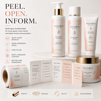 Étiquettes personnalisées pour soins de la peau, autocollants imperméables pour flacons cosmétiques, étiquettes en rouleaux gaufrées à chaud avec dorure à chaud, emballage texturé, OEM