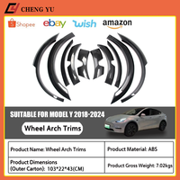Garnitures de passage de roue noir brillant pour Tesla Model Y 2018-2024, extensions d'ailes en ABS, protection de carrosserie extérieure, kit de style