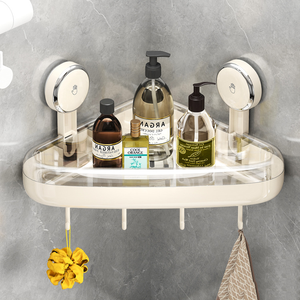 Nhựa hút cốc treo tường tắm góc nhỏ kệ giá rõ ràng Acrylic phòng tắm vòi hoa sen Caddy với móc - Product Image 1