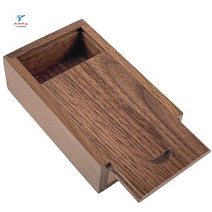 Figt-embalaje personalizado de madera de nogal, caja con tapa superior deslizante para amigos, negocios - Product Image 1