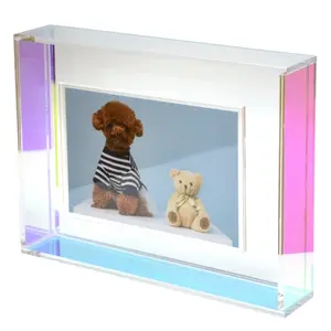 8X10 Floating Picture Frame Neon Acrylic Translucent Iridescent Colorful Decorative Photo Frame