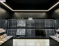 Étagère de présentation de cartes à collectionner (TCG) en métal noir avec LED, 8 niveaux, hauteur réglable, sur pied, moderne, portable, verre verrouillable