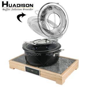 Huadison Restaurant Hôtel Fournitures Buffet En Acier Inoxydable Réchauffeur De Nourriture Couleur Noire Plats Électriques Pour Le Mariage - Product Image 3
