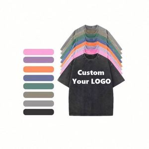ออกแบบเสื้อยืดผู้ชาย 250 กรัม พิมพ์โลโก้ตามสั่ง สไตล์วินเทจ ผ้าโพลีเอสเตอร์ผสมคอตตอน ซักย้อมสีแบบแอซิด ทรงโอเวอร์ไซส์ หนานุ่ม - Product Image 1