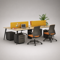 Poste de travail modulaire pour 4 personnes avec écran acoustique en tissu et piédestal mobile pour centre d'appels – Bureau de vente en gros