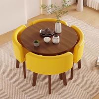 Ensemble de table à manger moderne en bois, ronde et carrée, gain de place, petite table à manger de 80 cm de diamètre, plateau en MDF avec revêtement en cuir PU/tissu, meubles de salle à manger