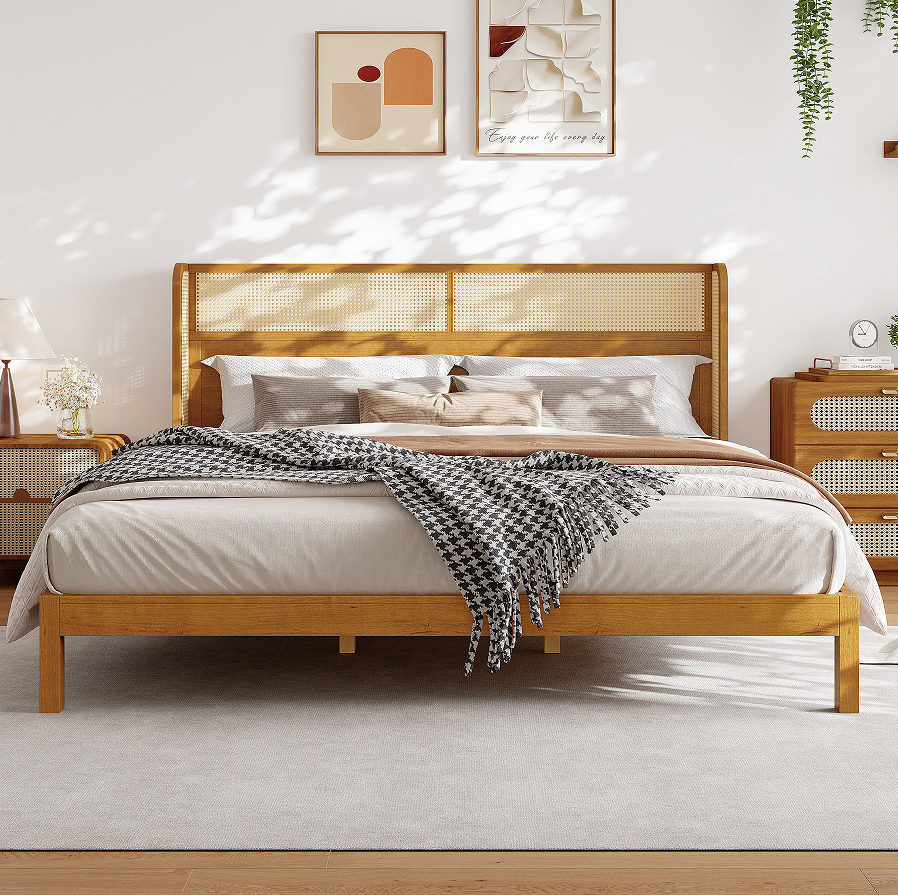 Teak-Wood-Platform-Bed-Frame-