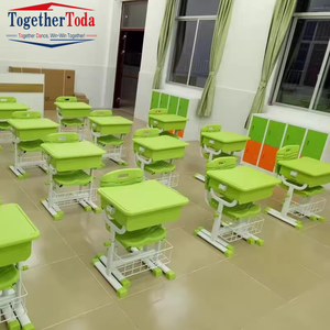 Meubles scolaires, sièges en plastique verts bon marché pour la salle de classe, table en plastique, ensemble bureau et chaise pour étudiants, bureau et chaise scolaires en plastique pour les enfants du primaire - Product Image 6