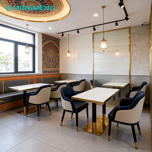 Juego de Mesa de Comedor Comercial Moderno para Restaurante con Cubierta de Mármol Sintético y Sillas de Cuero PU - Product Image 1