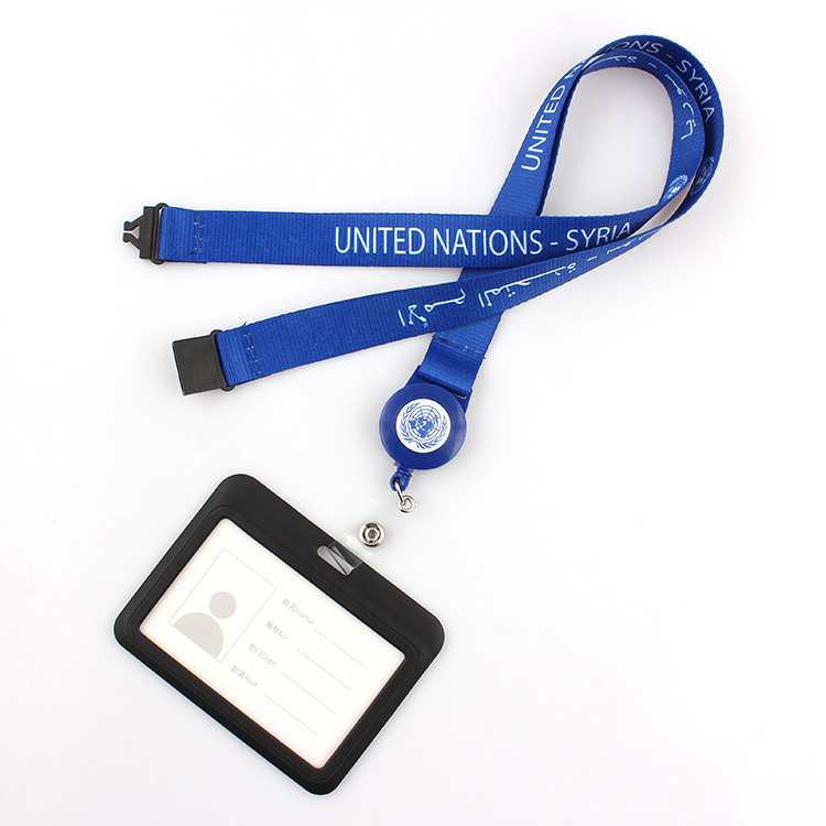 Customized Retractable yoyo Silk Screen Printing logo Satin Lanyard with Badge Reel Image 4