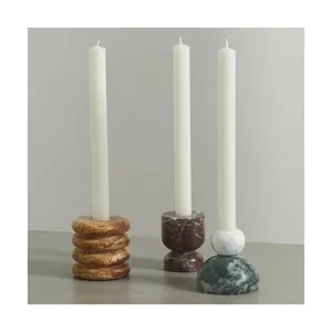Nordic Home Decor Natural Marble Stone Candle Holder Stand Decorating Marble Candle Holder