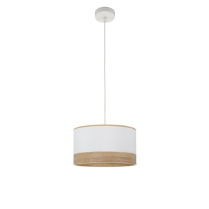 Colgante 1xe27 Blanco y Madera clara, dimensiones regulares 30x30 cm, ideal para iluminar espacios modernos. - Product Image 1