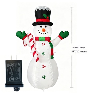 1.2-Meter Christmas <b>Inflatable</b> Snowman Cane Candy LED Luminous Air Model Outdoor Courtyard Holiday Decoration Ornament - Product Image 6