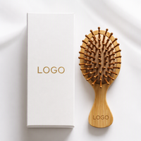 Brosse à cheveux en bambou naturel avec logo personnalisé, brosse à cheveux en bois écologique, brosse de massage du cuir chevelu, brosse démêlante professionnelle avec boîte