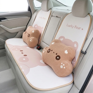 Coussin de siège de <span class=keywords><strong>voiture</strong></span> en peluche motif ours mignon, kit complet pour l'intérieur, applicable toute saison, compatible avec la plupart des modè<span class=keywords><strong>les</strong></span> de véhicules - Product Image 2