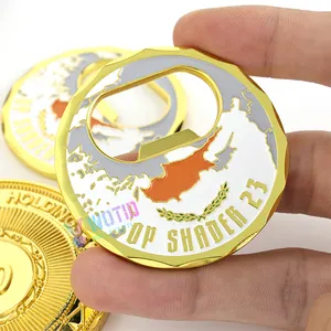 Manufacturer Design Custom Logo Metal Challenge Coin Souvenir Commemorative Bottle Opener Gold Coin