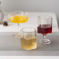 Bloemvormige glazen dessertbekers, kristallen ijsbekers, geribbelde geplooide parfaitglazen, vintage glazen drinkbekers, 170ml-250ml