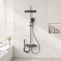 Ensemble de douche mural en alliage d'aluminium 4217 avec affichage numérique à 4 fonctions et touches de piano, effet pluie, pour projets de salles de bain commerciales
