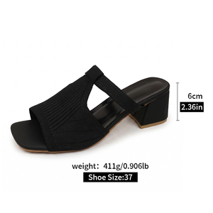 Nouvelle Arrivée – Sandales à Talons Hauts Chunky Sexy pour <span class=keywords><strong>Femme</strong></span>, Tissu Uni Tressé, Bout Ouvert, Tête Plate, Mode Voyage, Référence W-XT-12 - Product Image 2