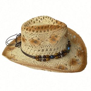 Chapeau de cowboy en paille vieilli pour homme, style western, avec bande, vente en gros à prix abordable - Product Image 5