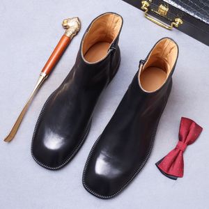 Botas Chelsea de Cuero de Primera Calidad, Estilo Vintage Británico, Botas de Tobillo de Cuero Genuino para Hombre - Product Image 3