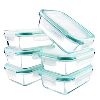 Boîte à lunch en verre compatible micro-ondes avec compartiment, capacité 1-3L, sans BPA, adaptée au stockage des aliments au réfrigérateur