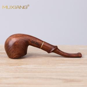 Muxiang Wooden Tobacco Pipe Bent Type Rosewood With Copper Bowl For Smoking - Product Image 2