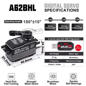 AGFRC A62BHL 20KG 0.07 Velocidad BLS Engranaje de Acero Calentado Mejorado de Perfil Bajo para RC 1/12 en Carretera - Product Image 4