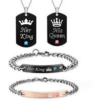 Pas cher son roi sa reine couple collier roi et reine bracelet