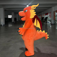 Funtoys Personnaliser 2m/2.6m Dinosaure Gonflable Dragon de Feu Mascotte Costume Barney Macotte Cosplay Noël Halloween pour Adulte