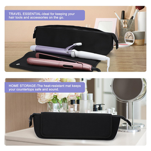 <span class=keywords><strong>Plancha</strong></span> de <span class=keywords><strong>pelo</strong></span> de neopreno personalizada para mujer, herramientas de rizador, estuche de almacenamiento, herramientas de peinado, bolsa de viaje con alfombrilla resistente al calor - Product Image 4