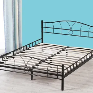 OEM Hitam/Putih Desain Modern Sederhana, Bingkai Tempat Tidur Ganda Logam Semua Besi