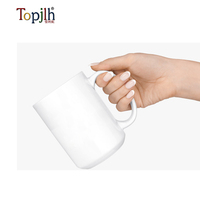 Topjlh Tasse en Céramique de Sublimation 15oz, Grande Tasse à Café Blanche de Haute Qualité pour Cadeaux Promotionnels, Vente en Gros avec Logo Personnalisé