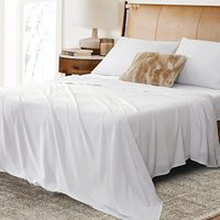 Ensemble de draps-housses 4 pièces en fibre de bambou tissée 300TC, non toxique, écologique, taille double, pour hôtel, maison, usage quotidien