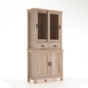 Classic <b>Tall</b> Glass Display <b>Cabinet</b> with Sanremo Oak Finish for Living Dining Room - Product Image 2
